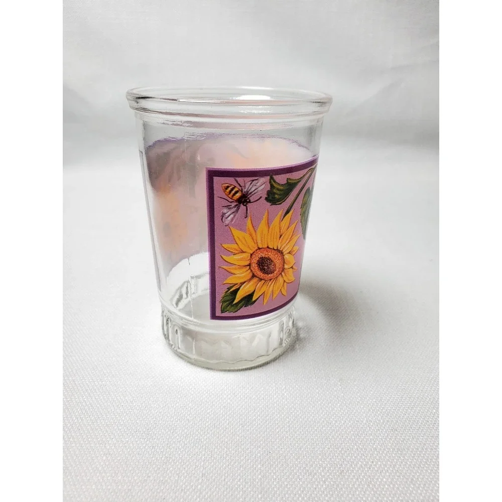 Vintage Bama Sunflower Jelly Jar Drinking Glass Cottagecore Farmhouse‎ Decor